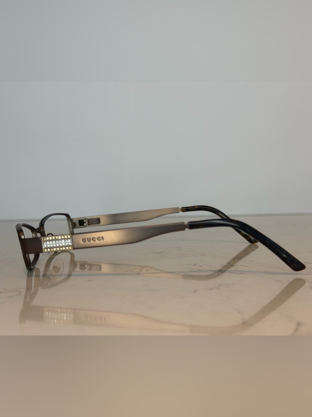 Gucci Eyeglass Frames Bronze Rhinestones 135